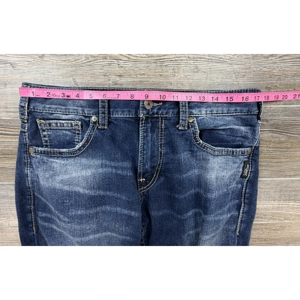 Silver Jeans Co Zac Jeans Mens 32x32 FITS 34x32 Straight Stretch Denim Blue